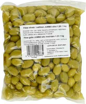Filos зеленые оливки с косточкой 1,25/1 кг