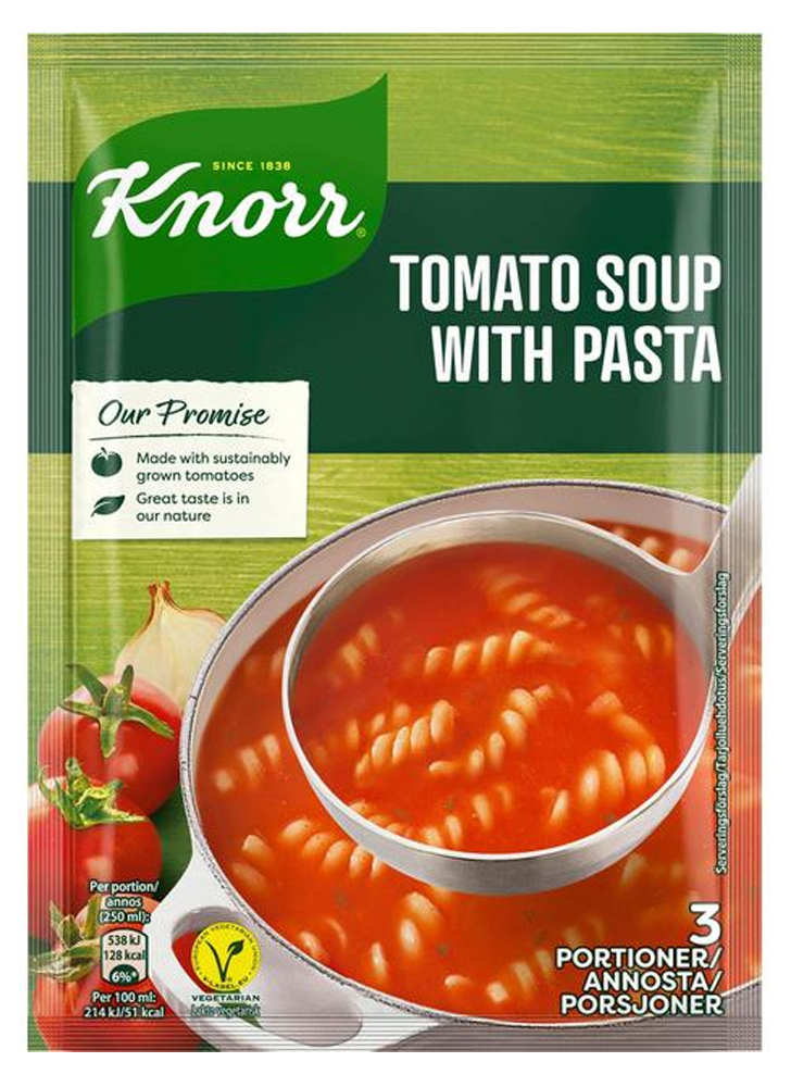 Knorr Суп томатный с пастой. Ингредиенты для супа, 87гр.